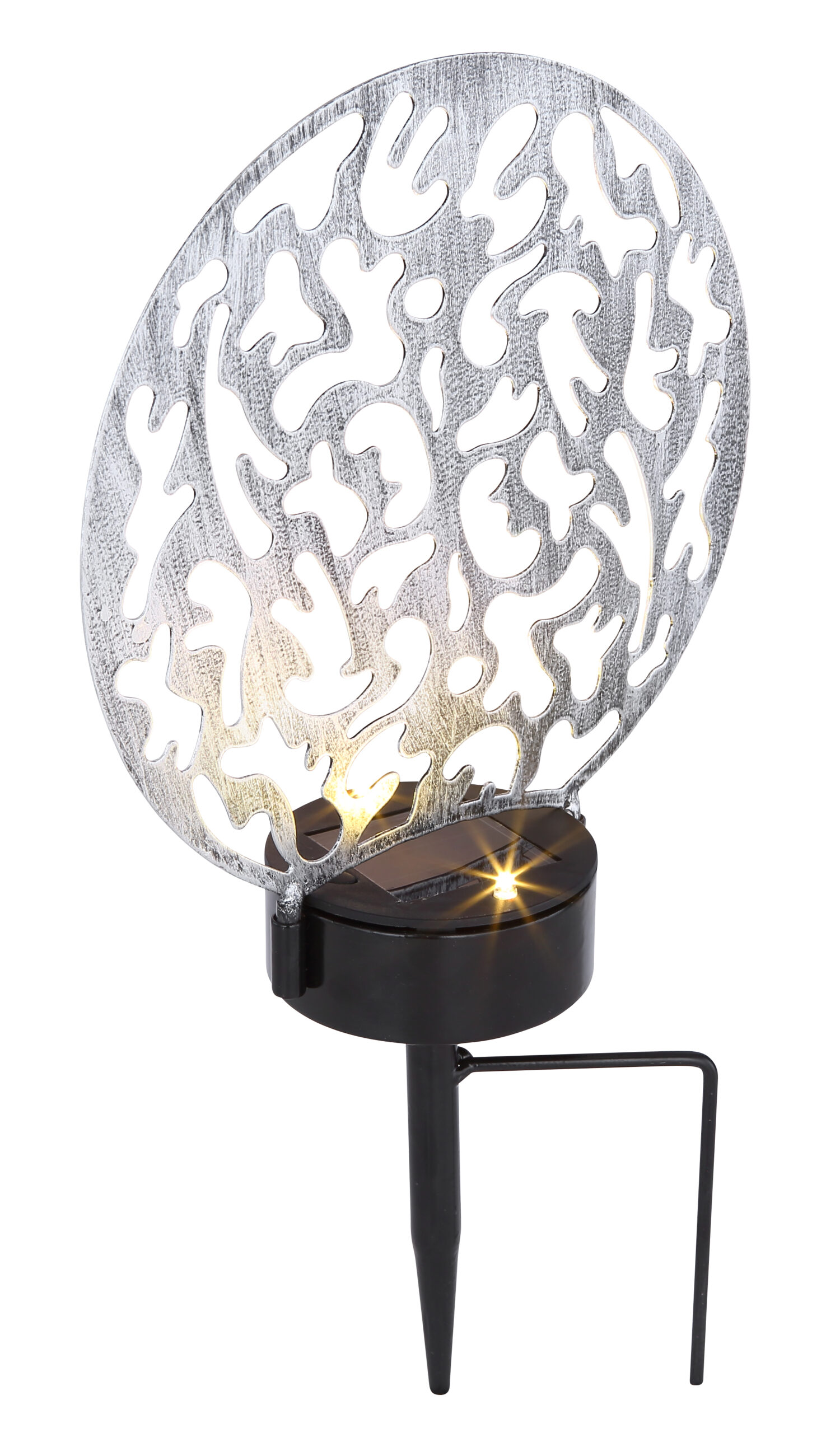 SOLARLEUCHTE METALL SILBERFARBEN, 2XLED
